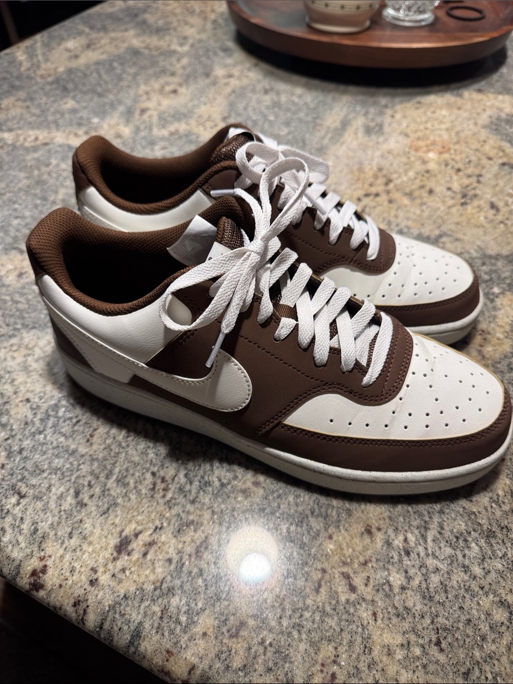 Nike Court Vision Brown and White Sneakers like new